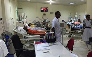 Patients with kidney disease, including CKDu, undergo dialysis in the Sri Lanka village of Padaviya.